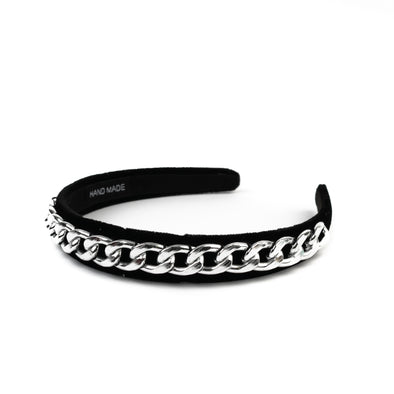 Rhodium Chain Velvet Headband