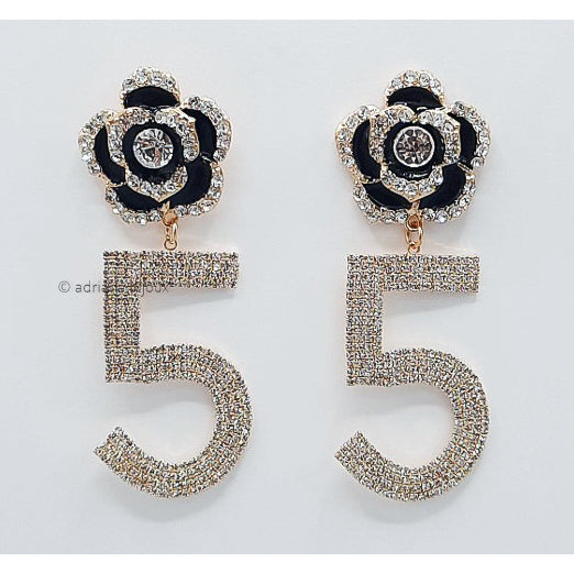 Flower with no.5 Earrings 2366