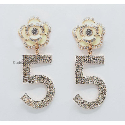 Flower with no.5 Earrings 2366