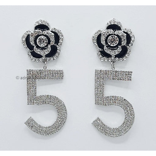 Flower with no.5 Earrings 2366