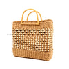 Straw Tote Bag with Wooden Handle