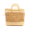 Straw Tote Bag with Wooden Handle