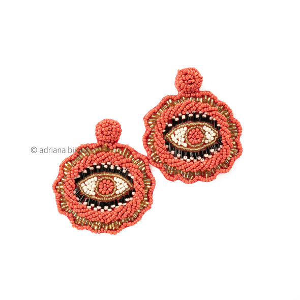 Evil Eye Round Beaded Earrings