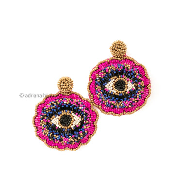 Evil Eye Round Beaded Earrings