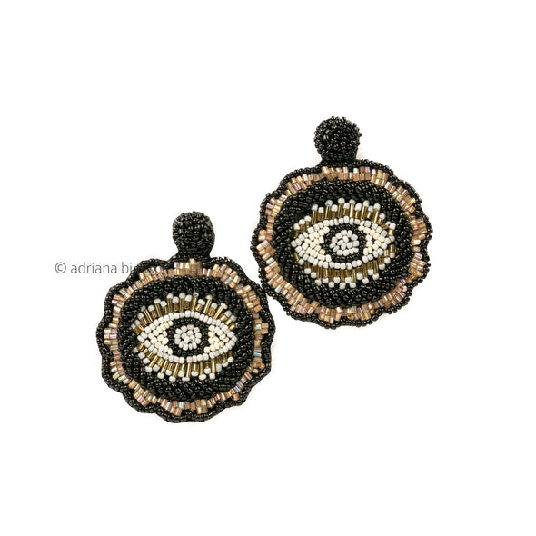 Evil Eye Round Beaded Earrings