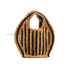 Striped Woven Straw Jute Tote Bag