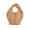 Striped Woven Straw Jute Tote Bag