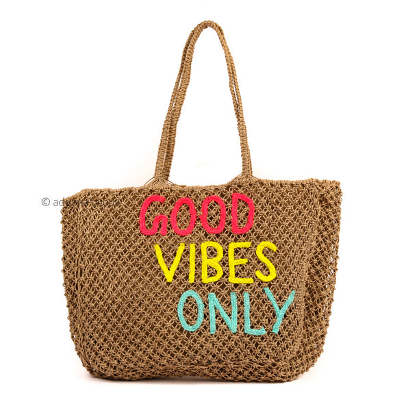 Good Vibes Jute Tote Bag