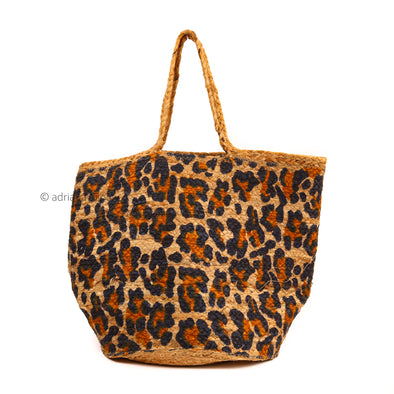 Cheetah Print Jute Beach Bag