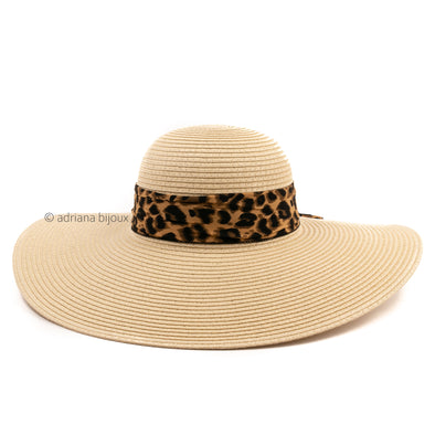 Floppy Leopard Straw Hat