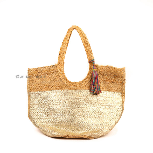 Golden Jute Beach Bag