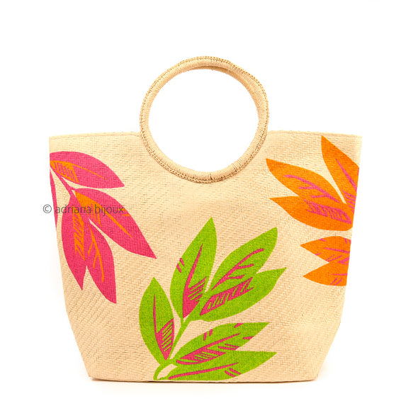 Tropical Straw Tote Bag