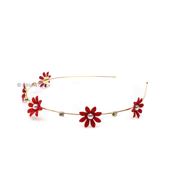 Thin Metallic Flower Headband