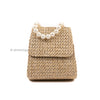 Small Straw Bag with Pearl Handle