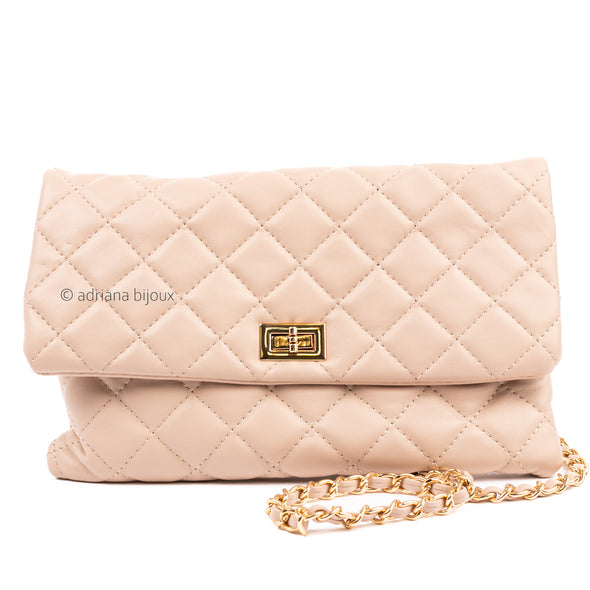 Vegan Leather Quilted Clutch