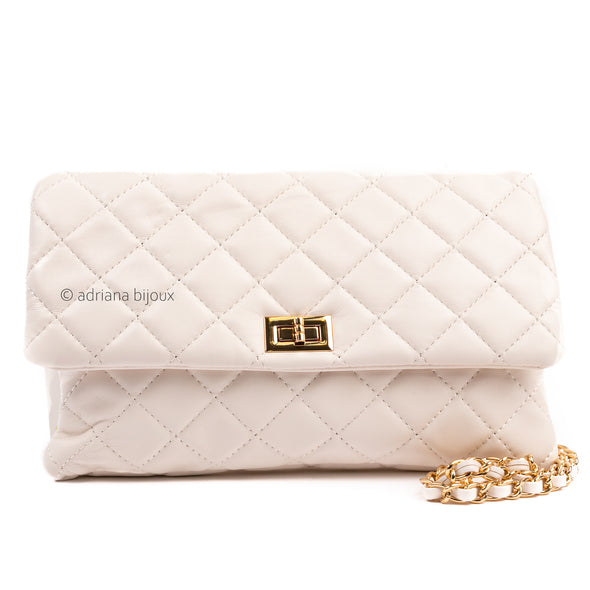 Vegan Leather Quilted Clutch