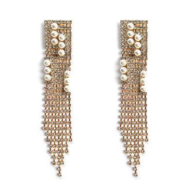 Metal Fringe Pearl Earrings 9880