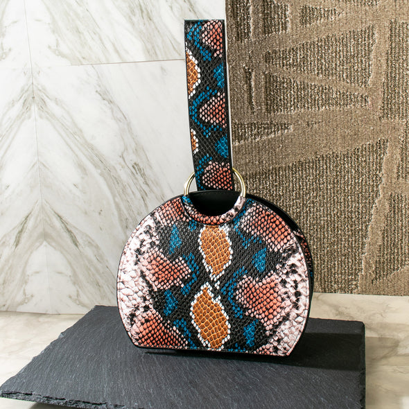 Stacia Colorful Snake Prints Wristlet Bag